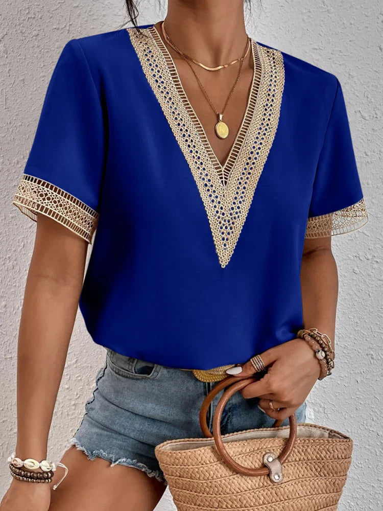 Davina | Elegant blouse with luxurious lace details