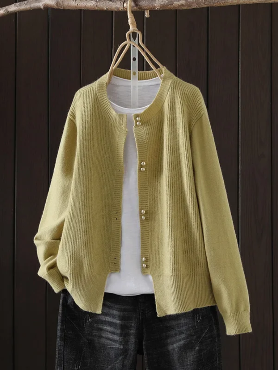 Elara™ - Pearl Button Cardigan