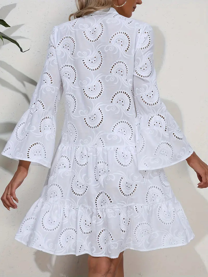 Kristin™ | Airy V-Neck Blouse Dress with Elegant Details