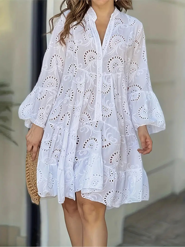 Kristin™ | Airy V-Neck Blouse Dress with Elegant Details