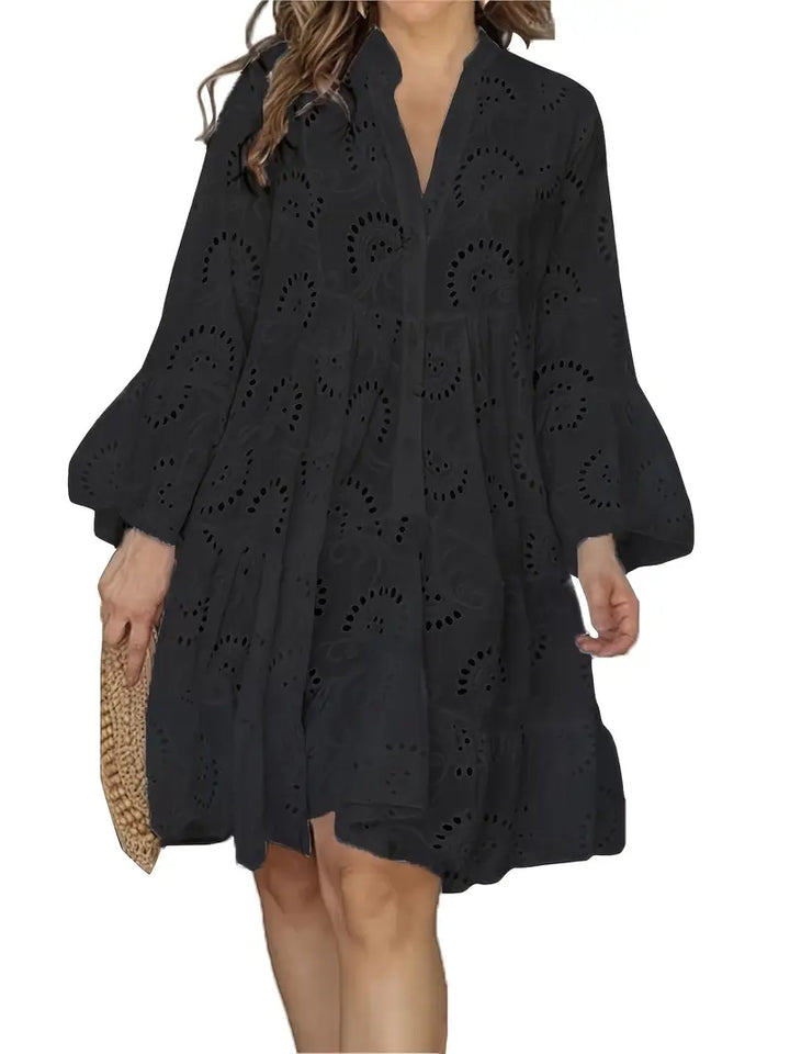 Kristin™ | Airy V-Neck Blouse Dress with Elegant Details