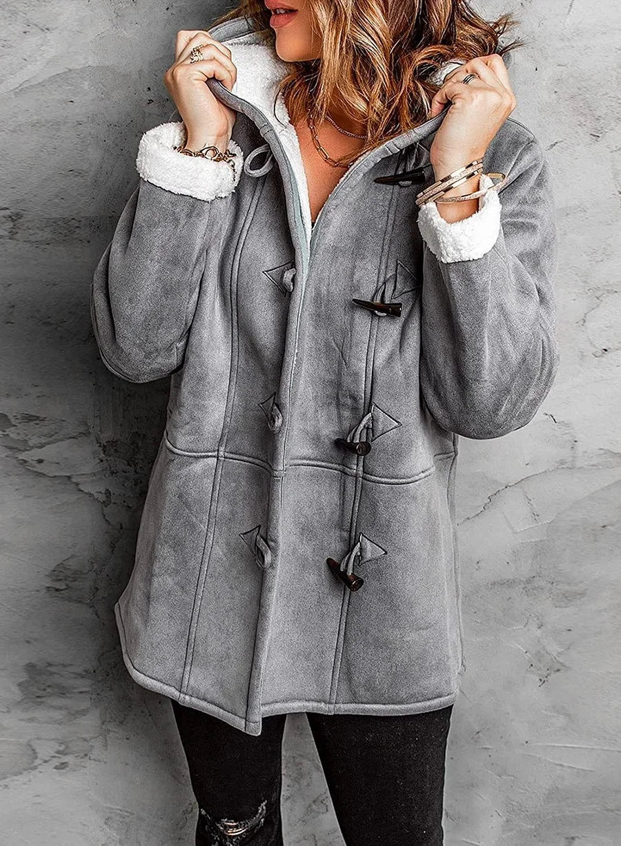 Kate | Warm Hooded Jacket with Buttons