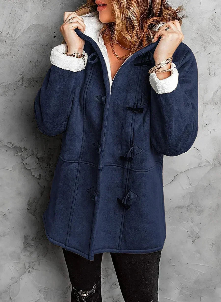 Kate | Warm Hooded Jacket with Buttons