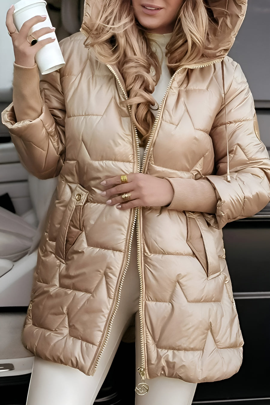 Mageina – Elegant Winter Coat with Hood and Padding