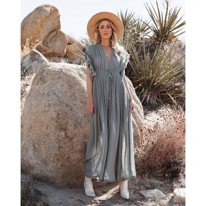 Sarah™ Maxi Green/Gray Ibiza Dress