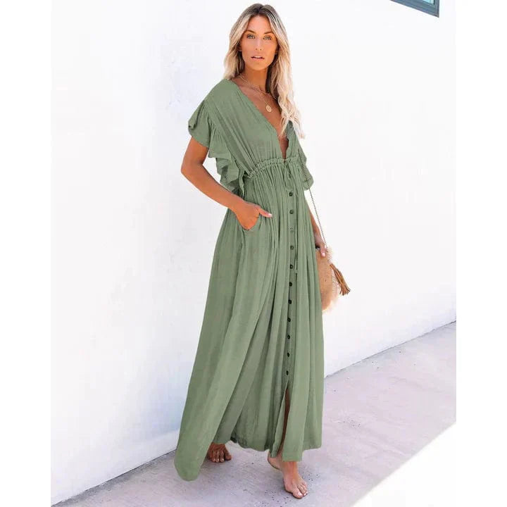 Vienna™ - Maxi Green Ibiza Beach Dress