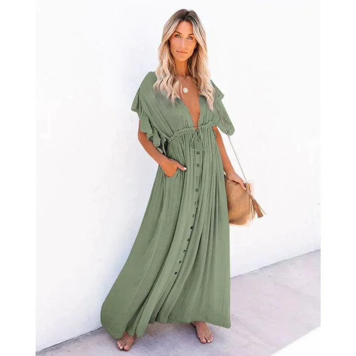 Vienna™ - Maxi Green Ibiza Beach Dress