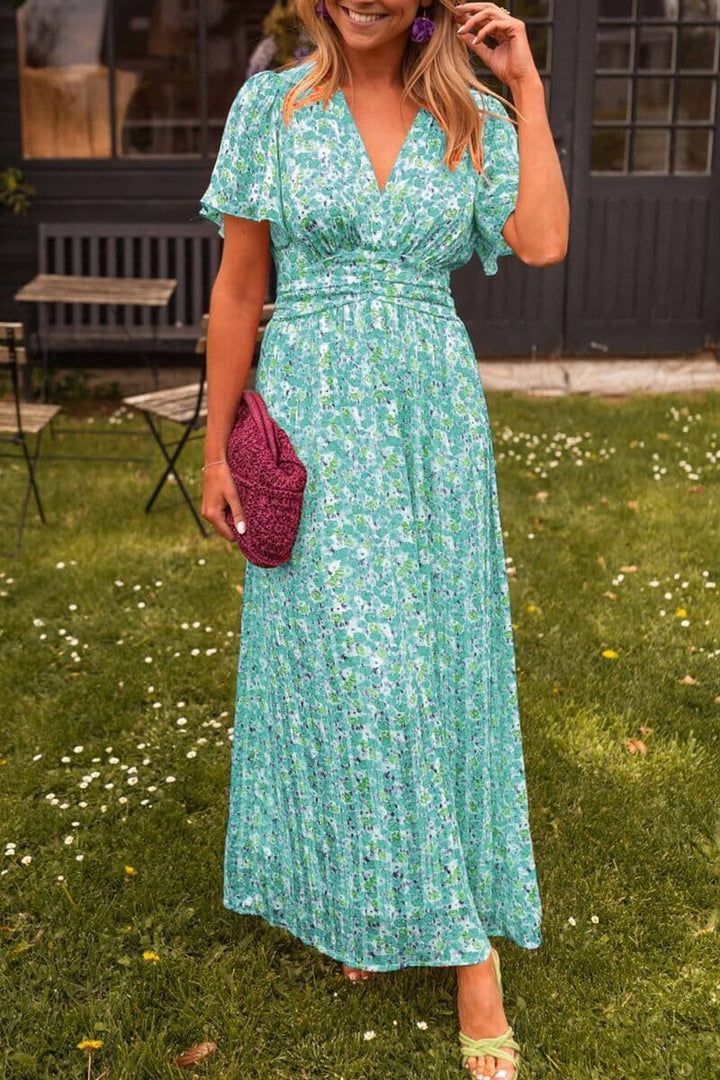 Sandra™ | Summer maxi dress with V-neck and floral print