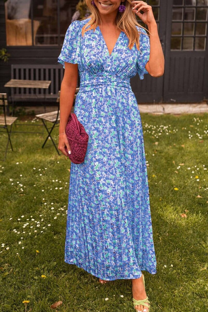Sandra™ | Summer maxi dress with V-neck and floral print