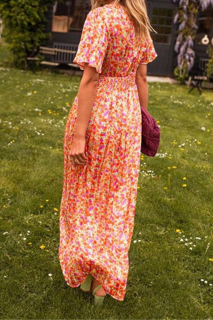 Sandra™ | Summer maxi dress with V-neck and floral print